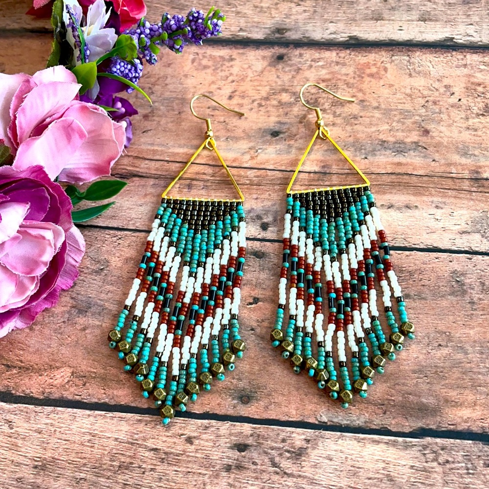 Triangle beaded earring